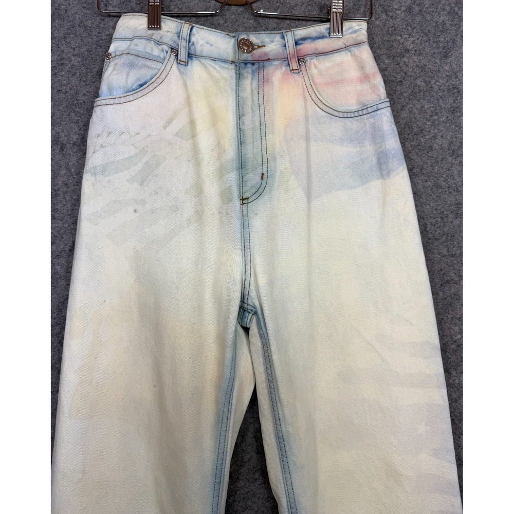 Sandro Jeans Womens French 38 US 6 26 Blue Rope Print Wide Leg Baggy Designer - Picture 4 of 12